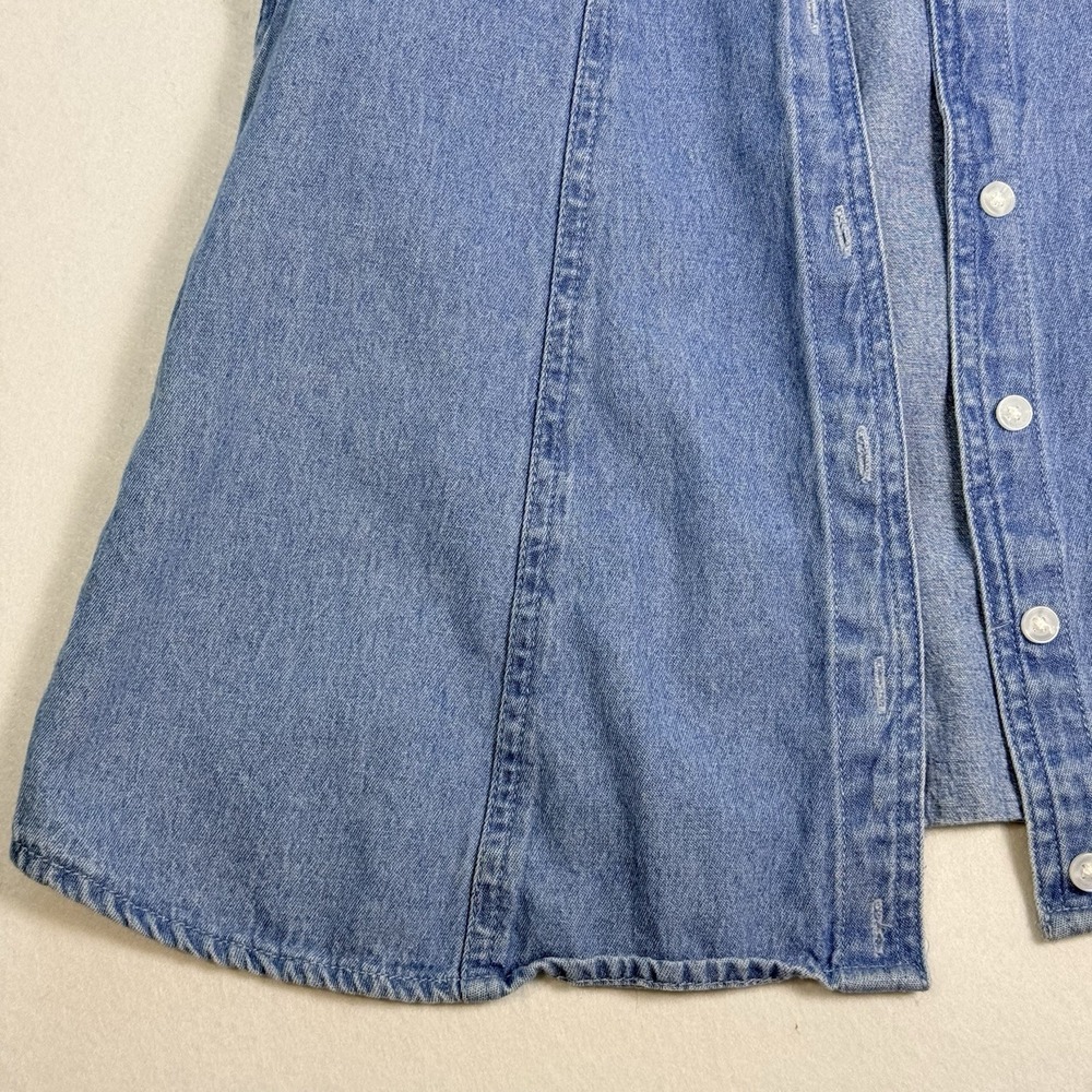 ASOS Denim Tie-Front Mini Dress 100% Cotton US size 0 Cottagecore Western Summer - Picture 12 of 16